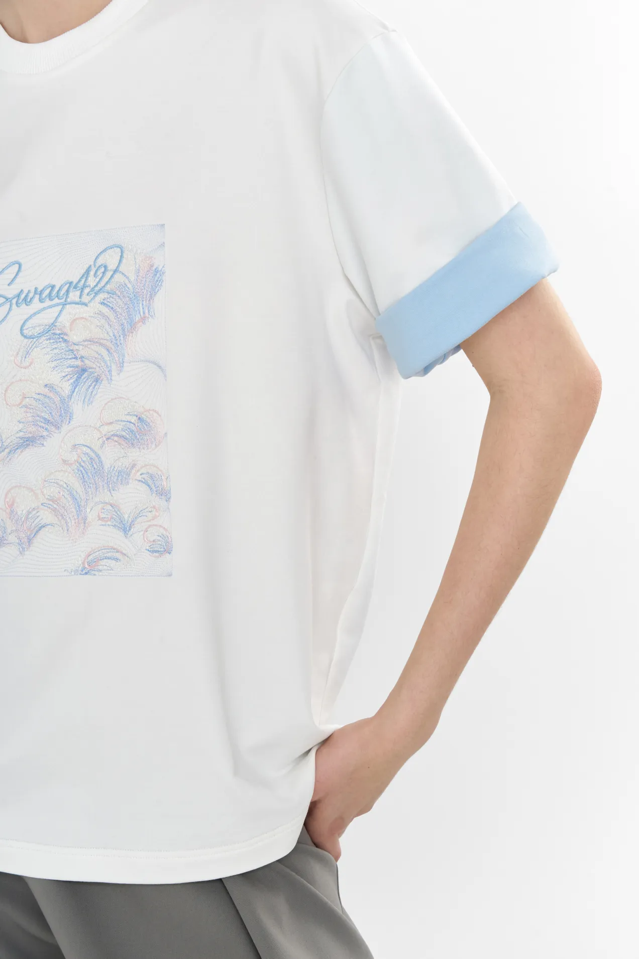 custom Rolled sleeve T-shirt with your logo