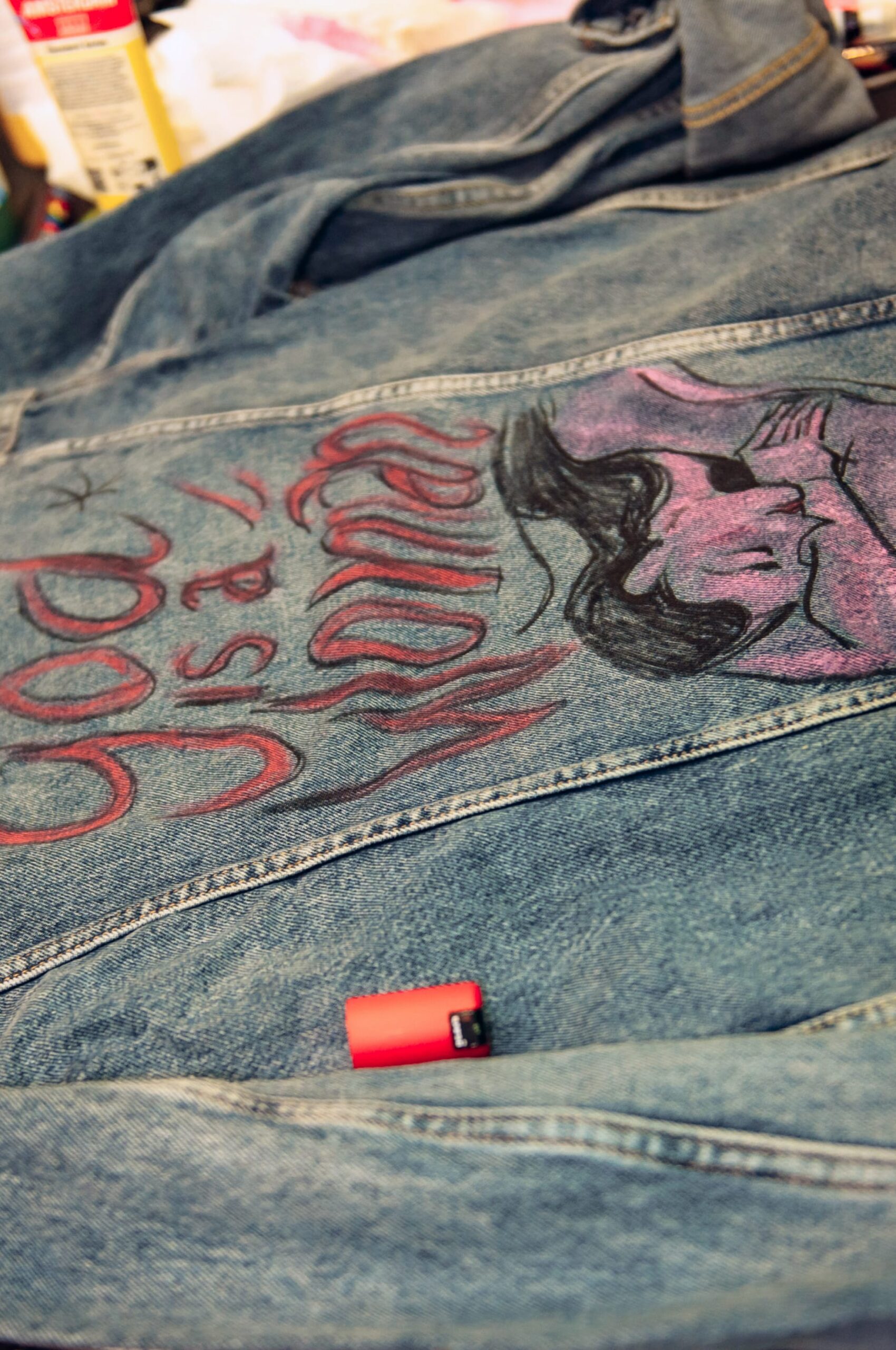 Hand-painted custom logo jeans jacket