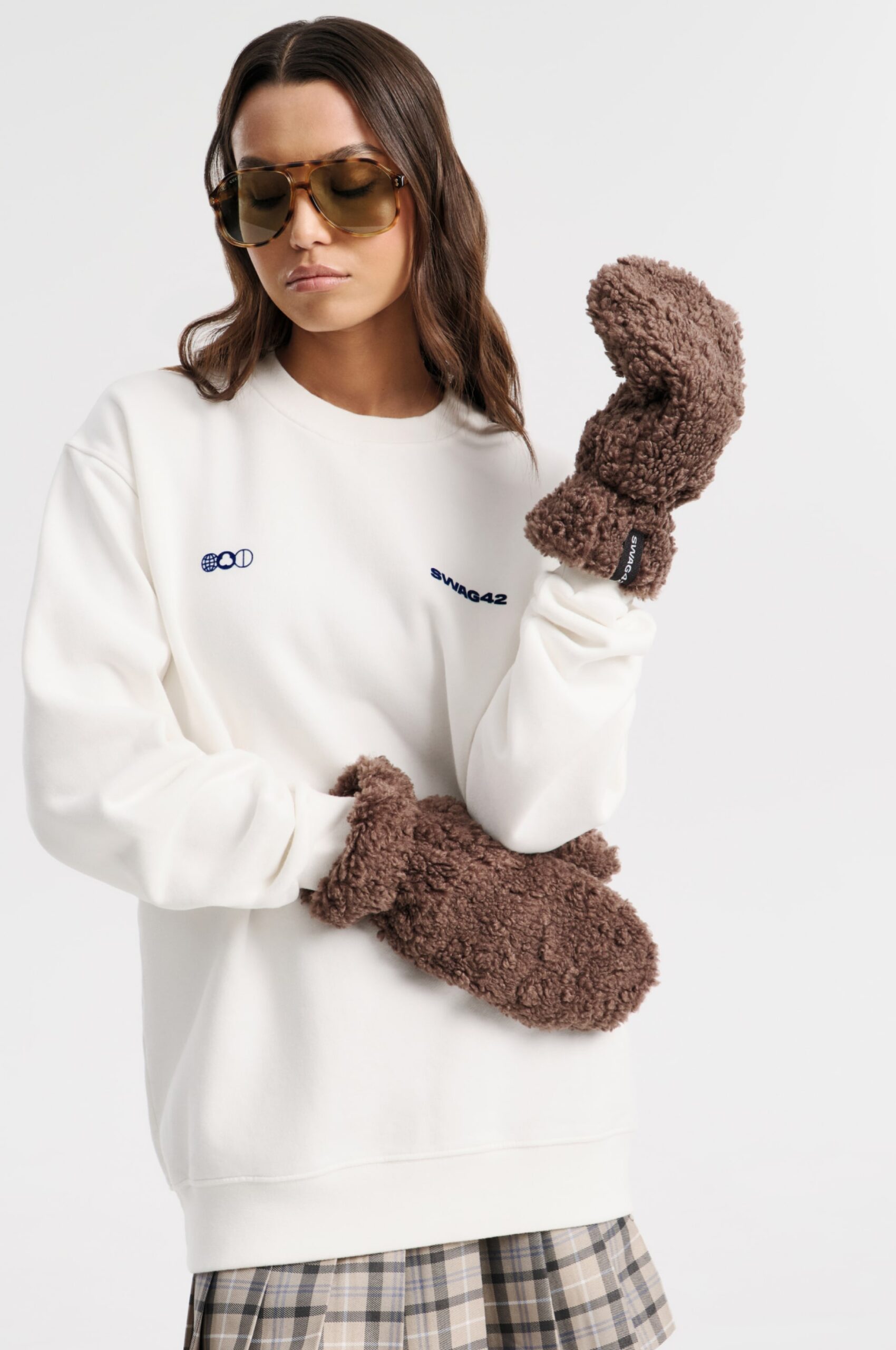 Branded teddy mittens