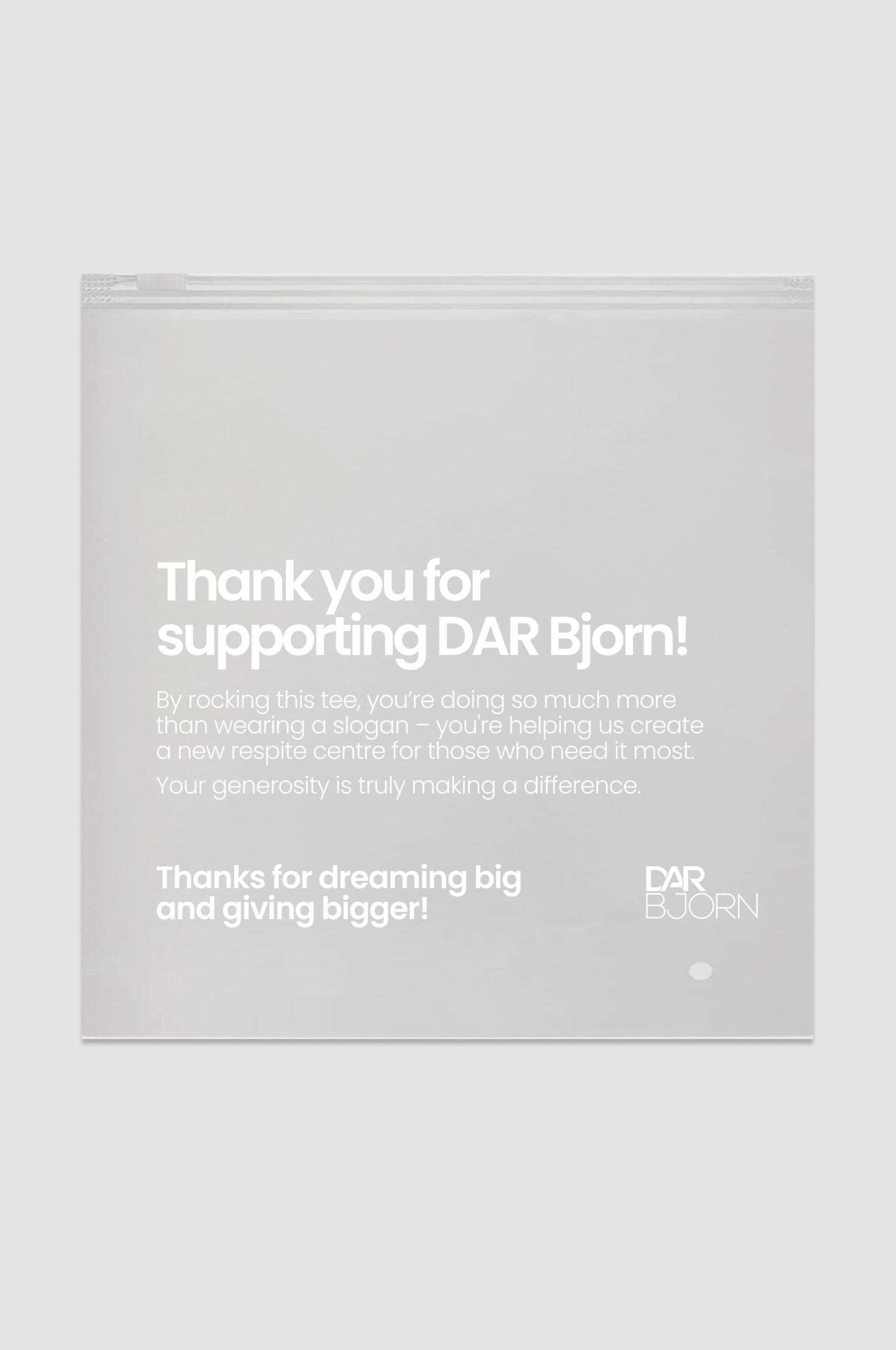 Reusable matte packages with a thank-you message 