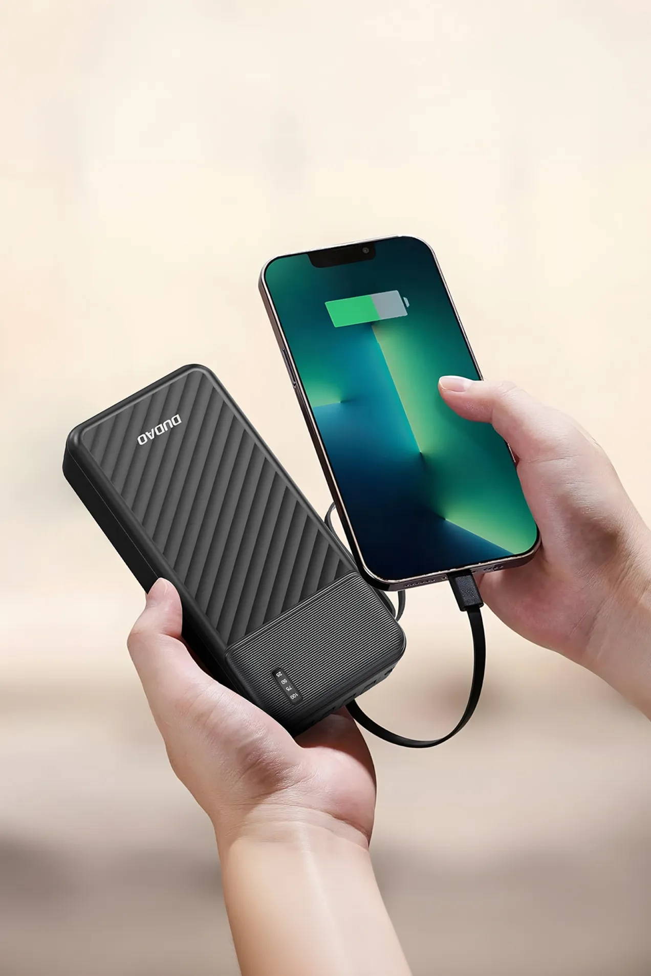 branded Dudao K11 Pro 20,000 mAh Power Bank with Built-In Cables