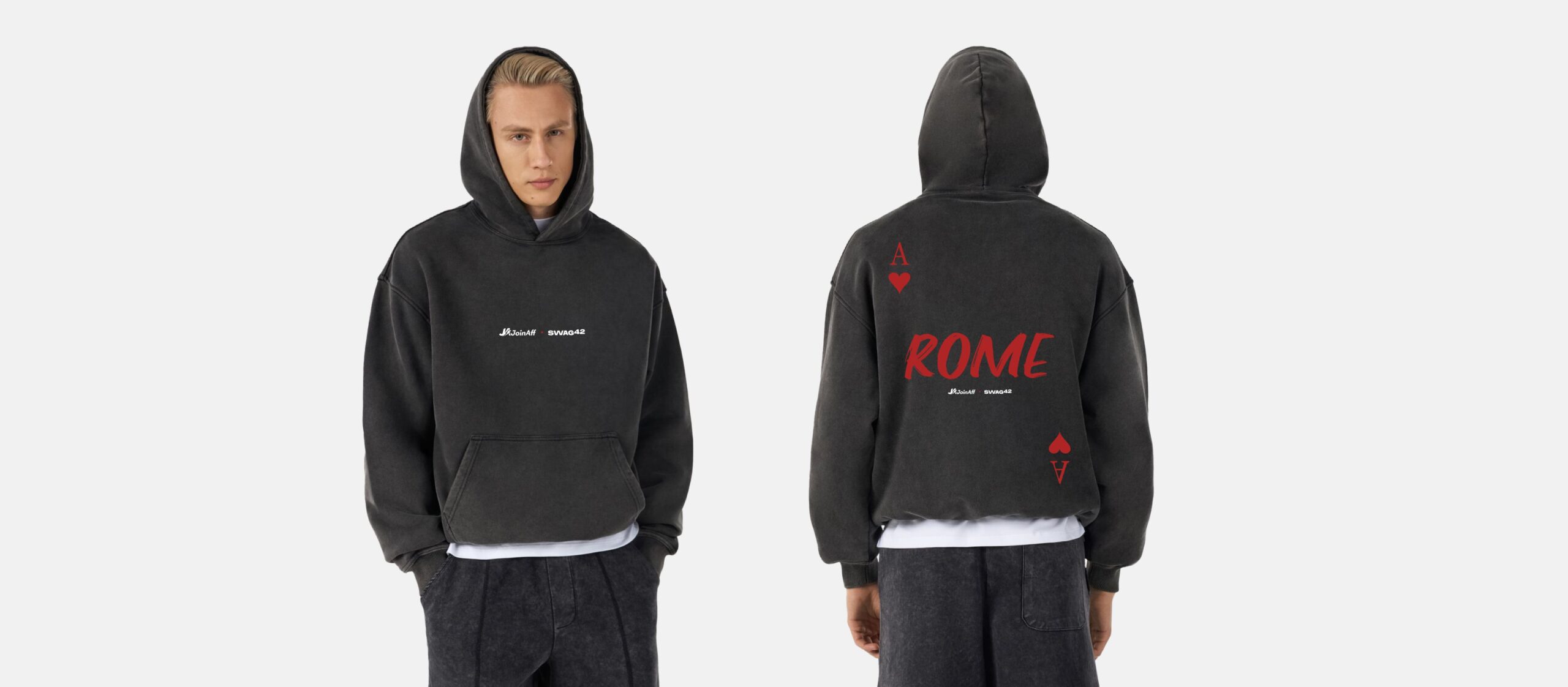 Acid-washed custom hoodie with logo