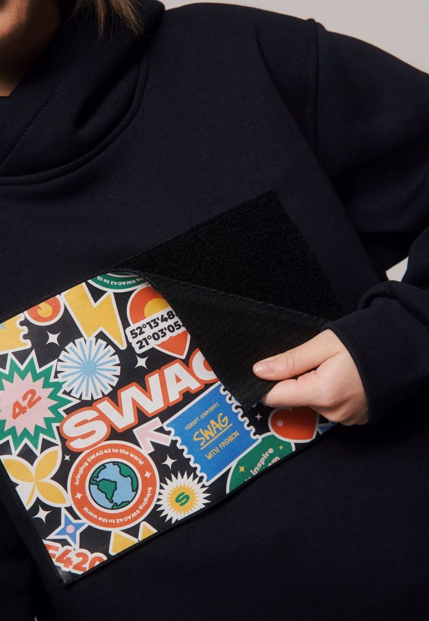 Customized hoodies with velcro patches