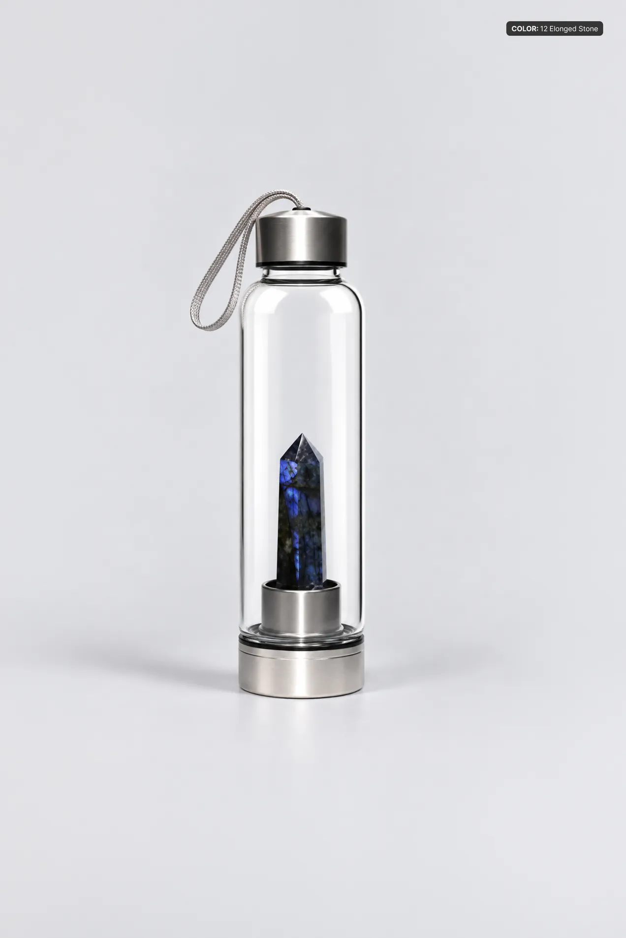 custom Glass Water Bottle with Energy Stone 500 ml with your logo