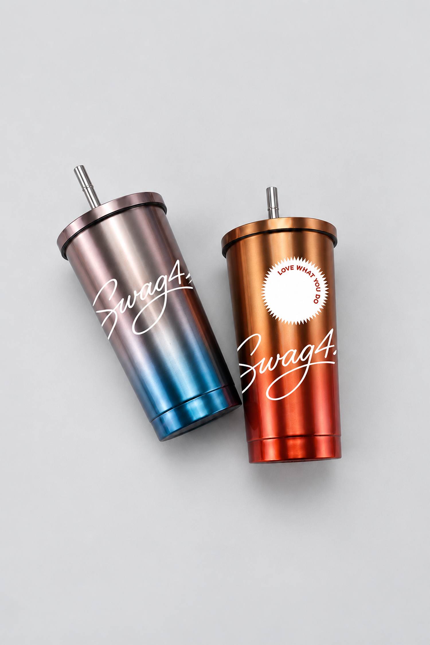 Double-Wall Stainless Steel Tumbler with Straw 500 ml
