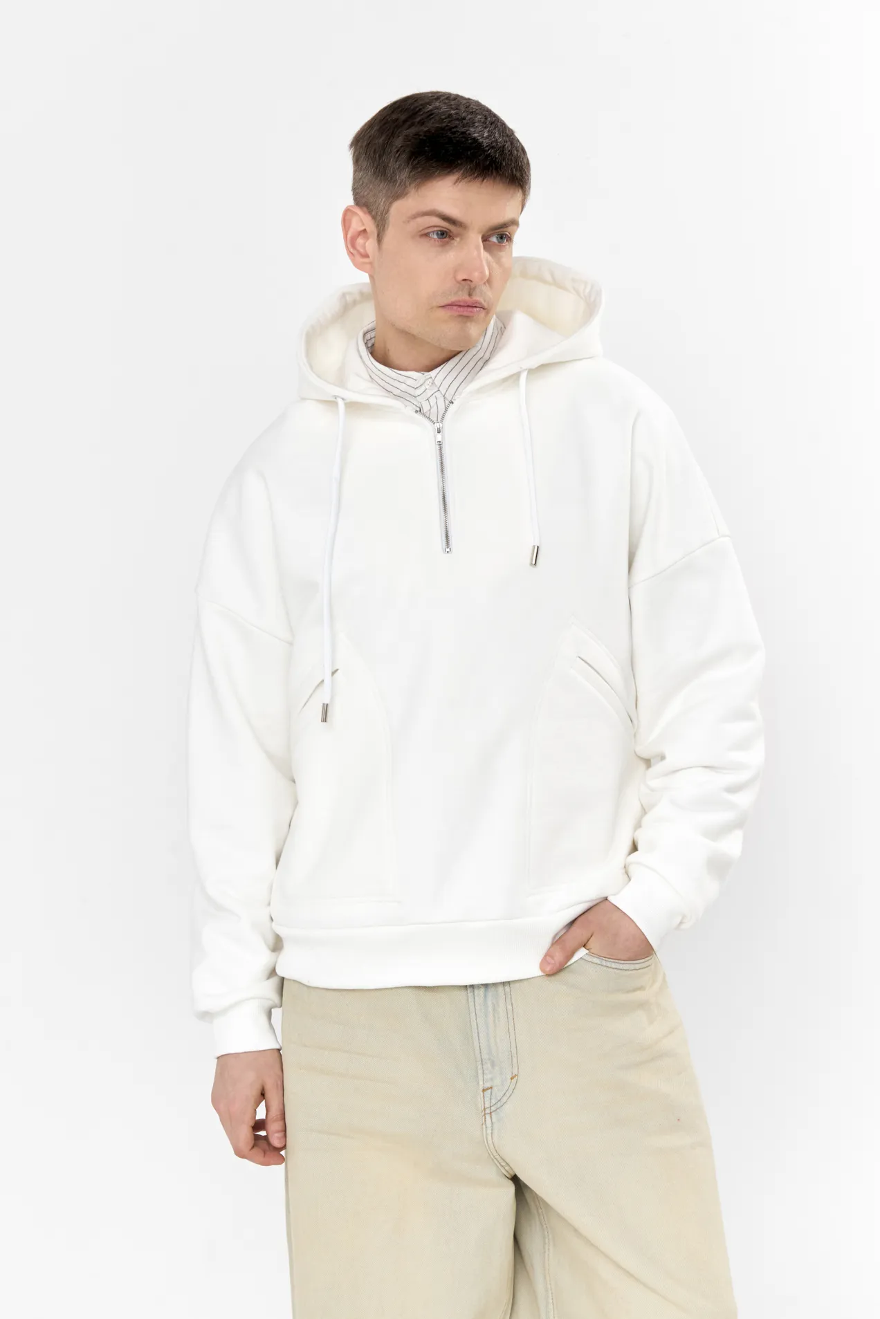 branded Hoodie Zip Neck