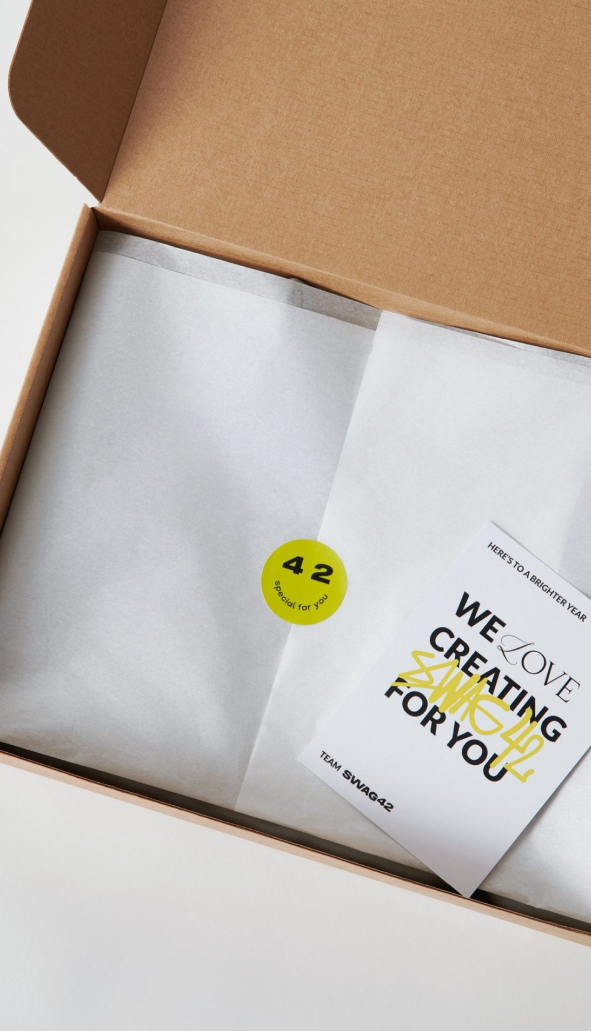 Personalized tissue paper with branding and stickers