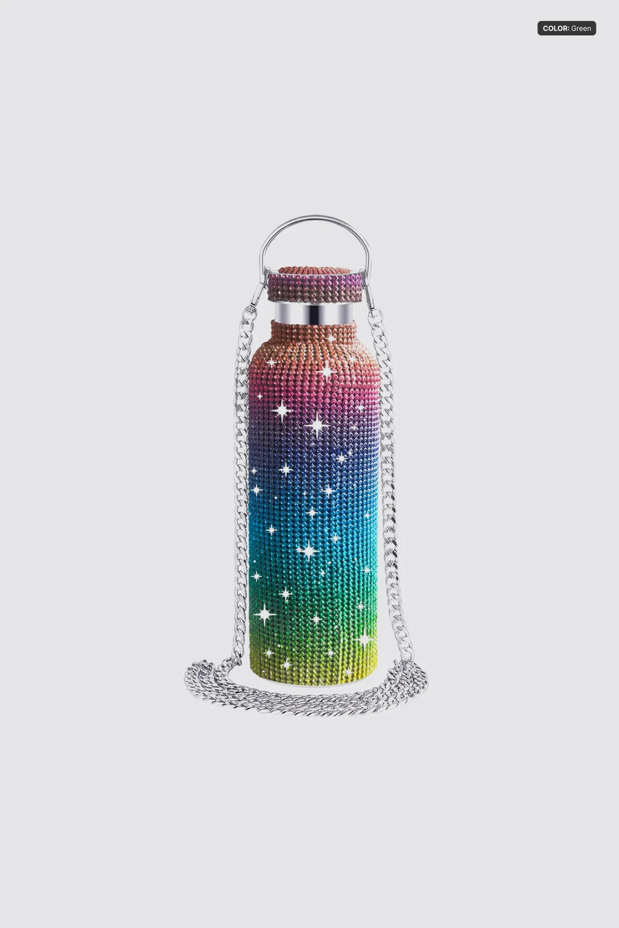 Rhinestone Vacuum Bottle with Chain Strap 500 ml position: 4
