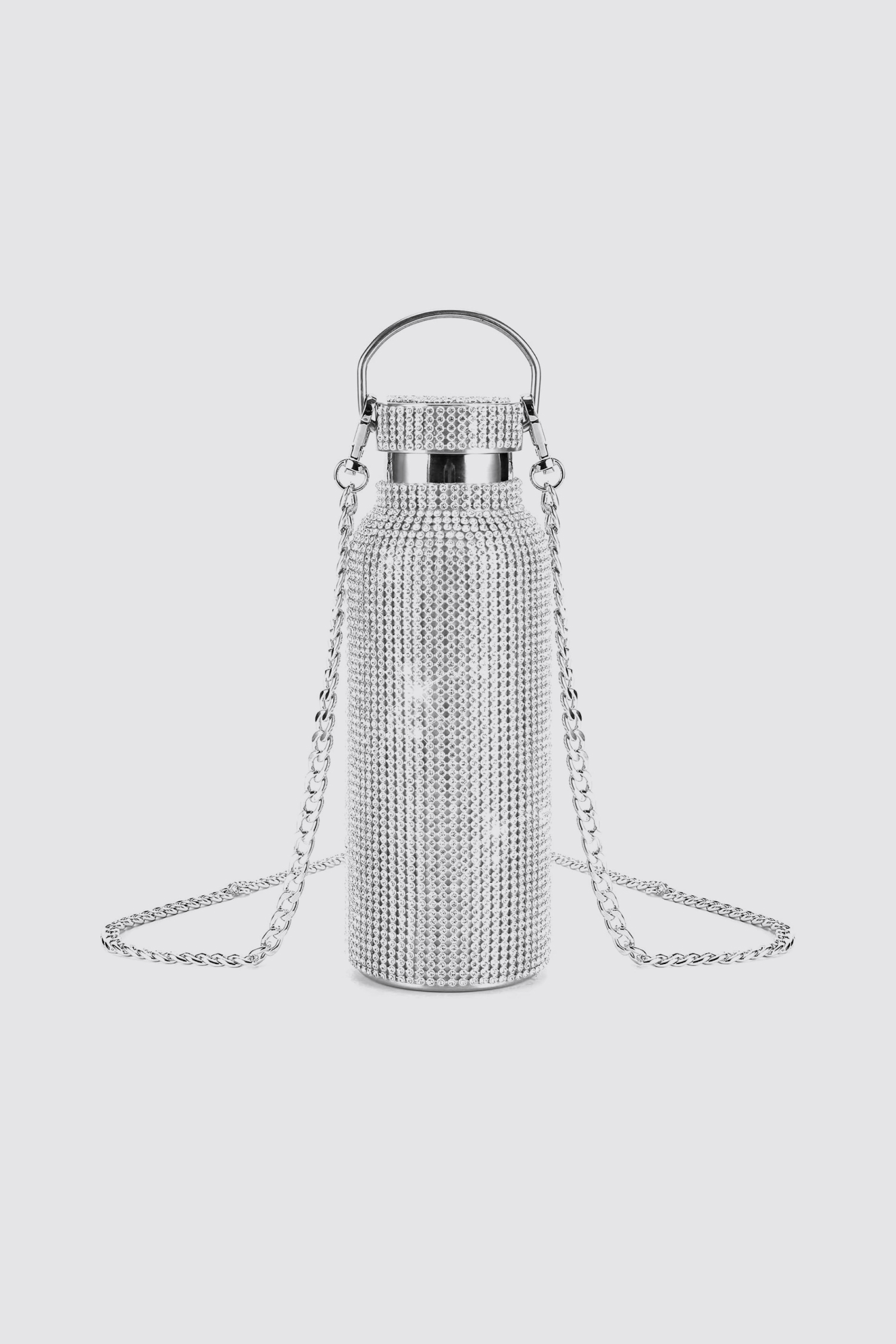 Rhinestone Vacuum Bottle with Chain Strap 500 ml