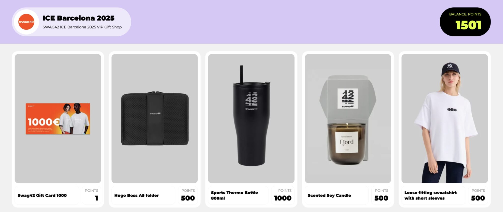 Swag42 event swag shop example