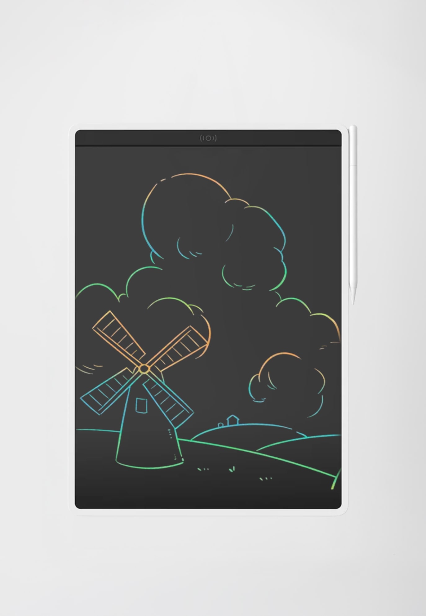 A reusable writing tablet with color gradient strokes 