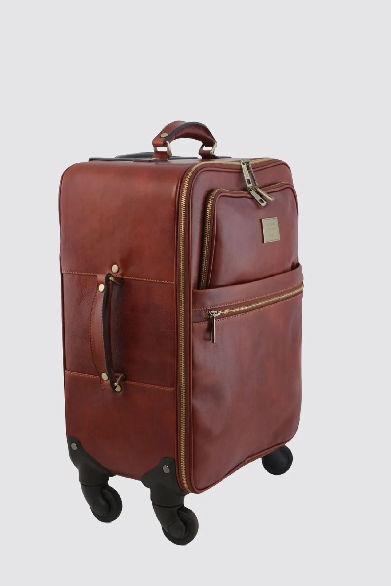 branded TL Voyager Leather Trolley