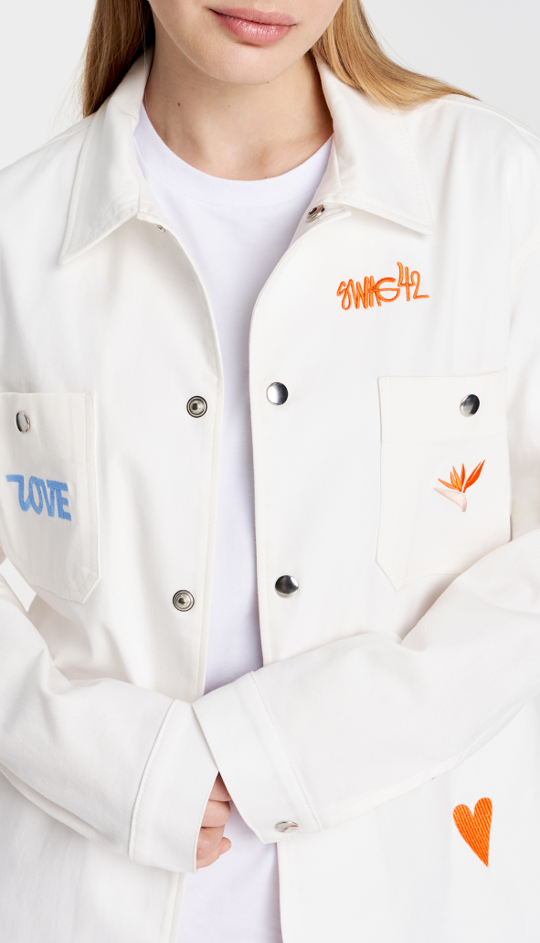 Overshirt with all-over embroidery