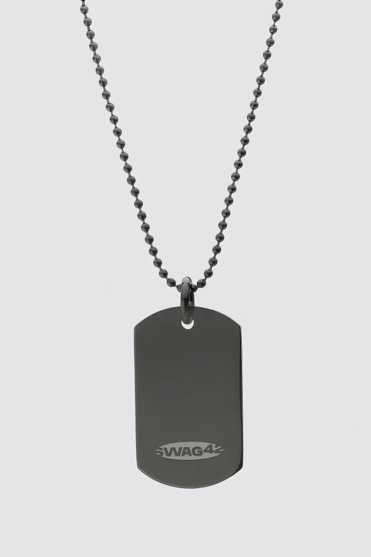 Black Stainless Steel Tag Necklace position: 1