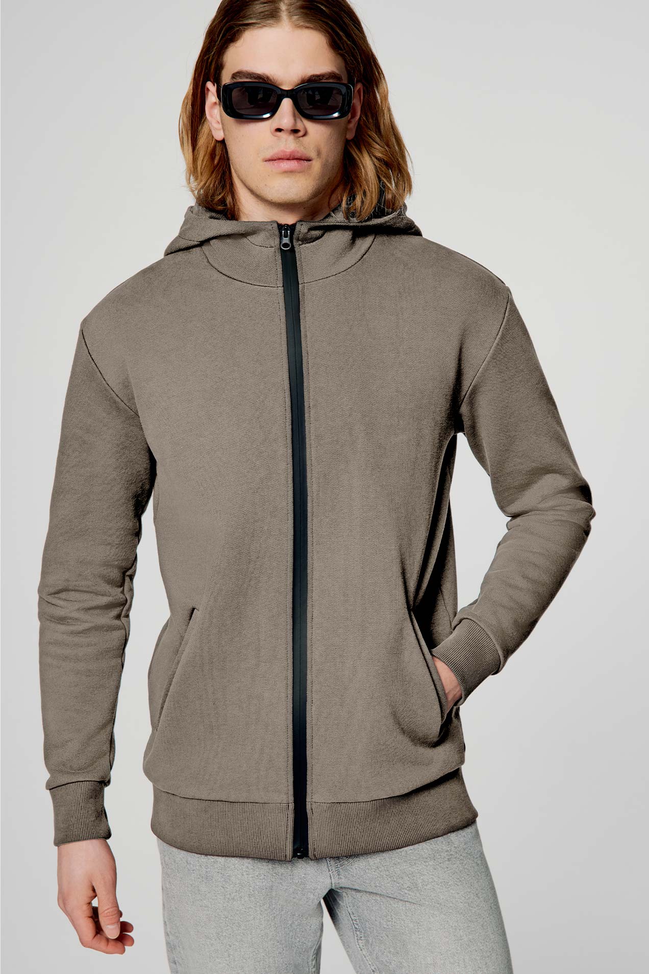 Premium Zip-up Hoodie Highneck 470 Cappuccino position: 0