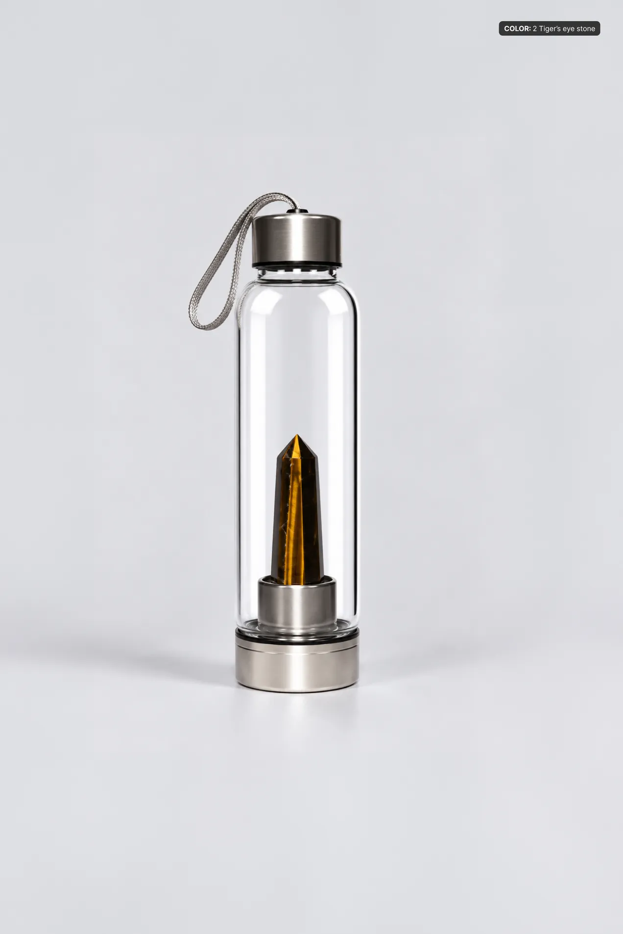 branded Glass Water Bottle with Energy Stone 500 ml