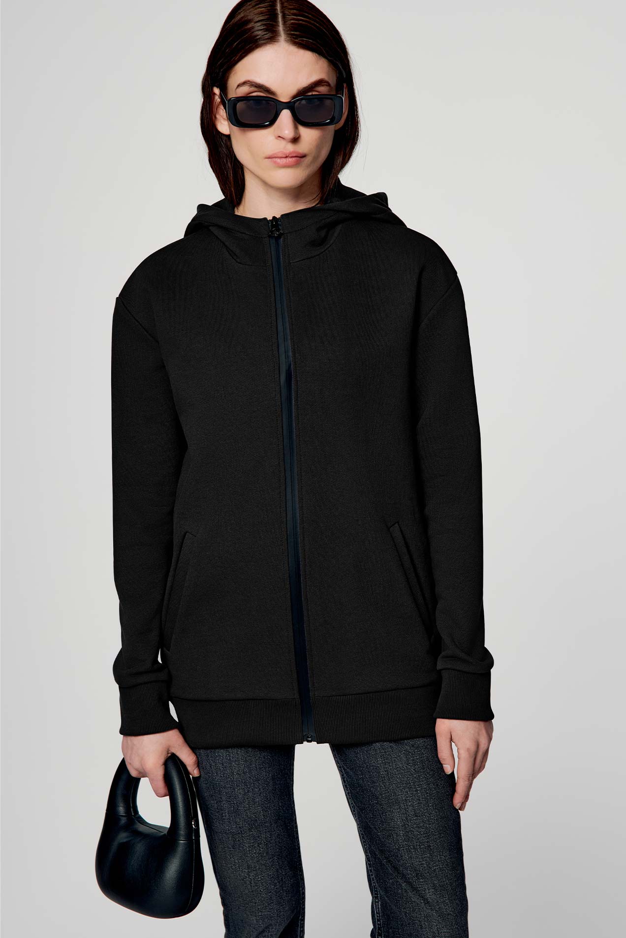Premium Zip-up Hoodie Highneck 470 Black position: 0