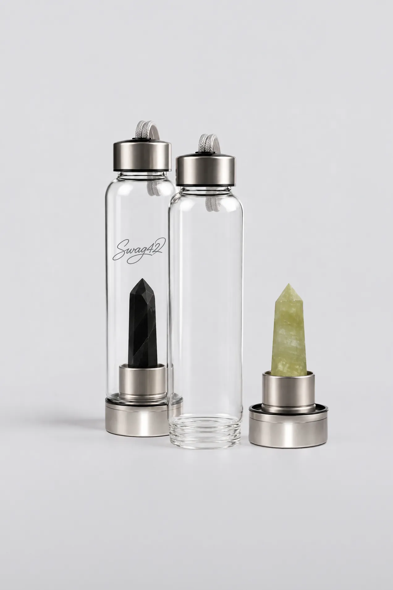Glass Water Bottle with Energy Stone 500 ml position: 1