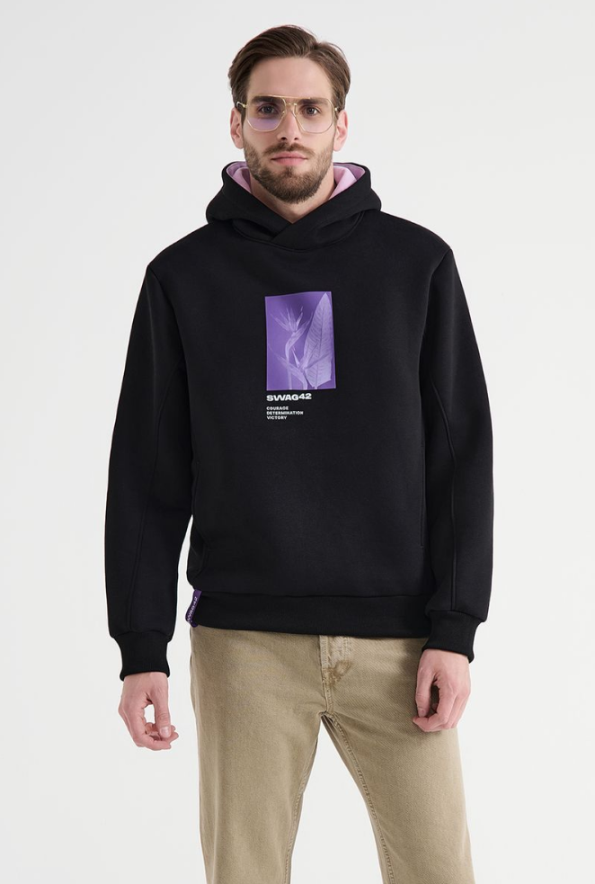 Custom hoodie with a colorful hood