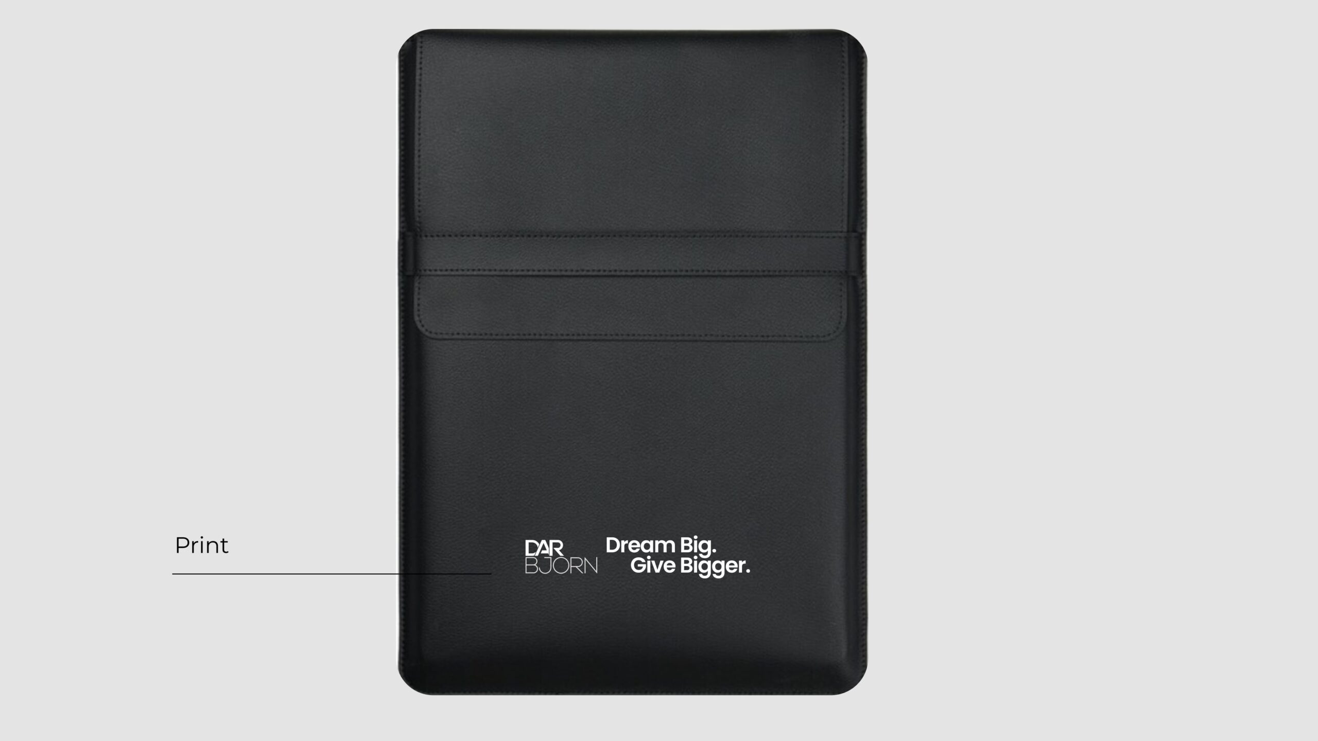 The vegan leather laptop case for event swag.
