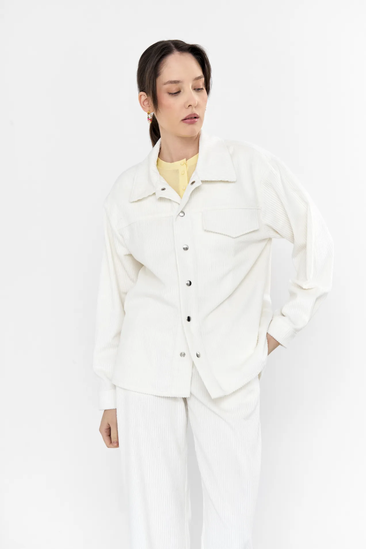Unisex Corduroy Button Shirt position: 5