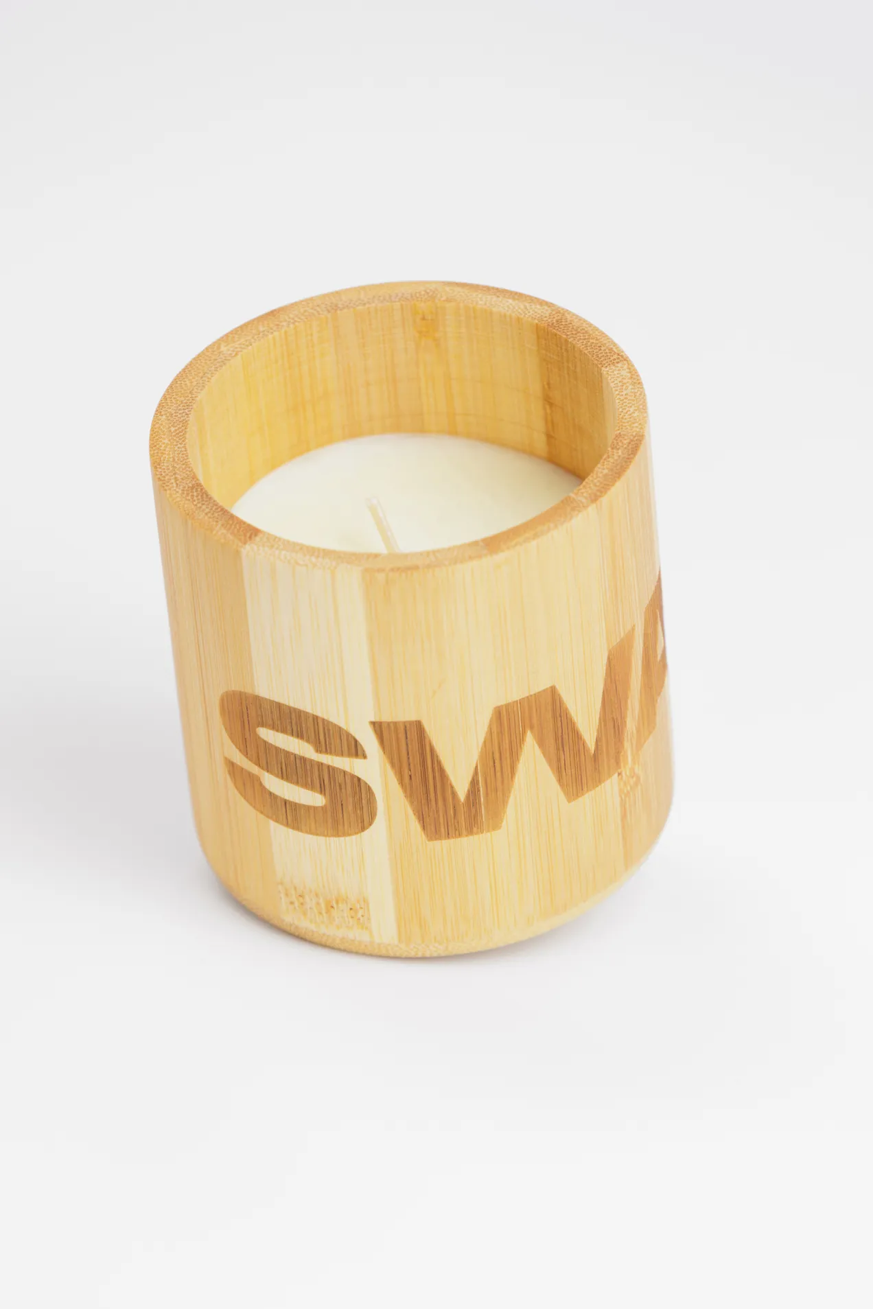 custom Plant-based wax candle in bamboo holder with your logo